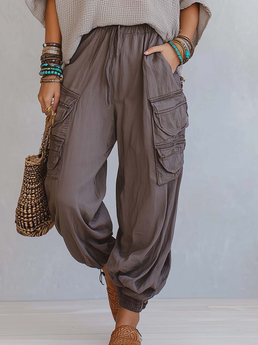 Retro Knit Top And Cuffed Pants Set