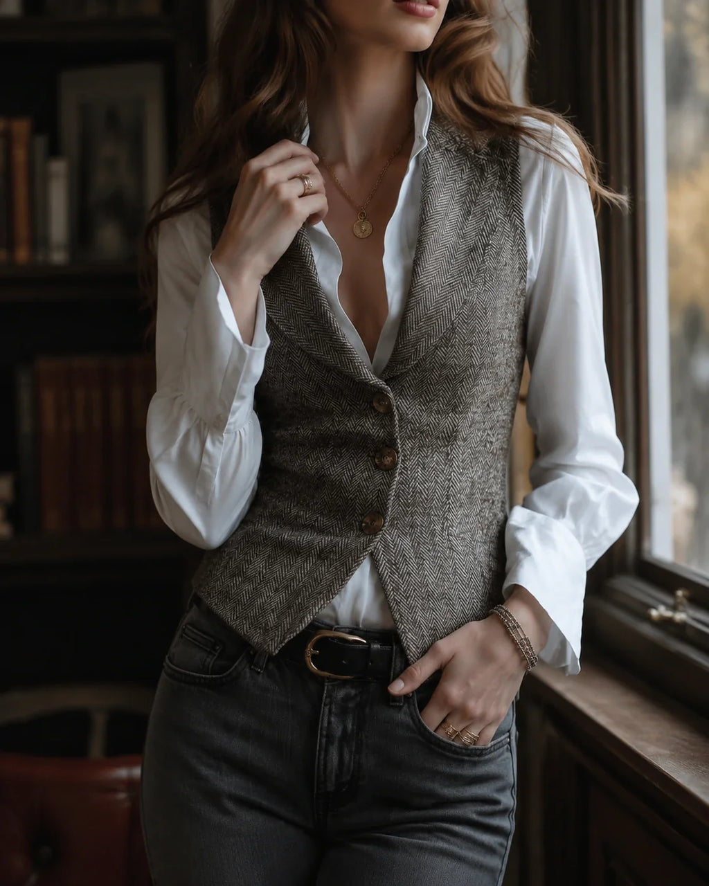 Vintage Tailored Classic Textured Waistcoat