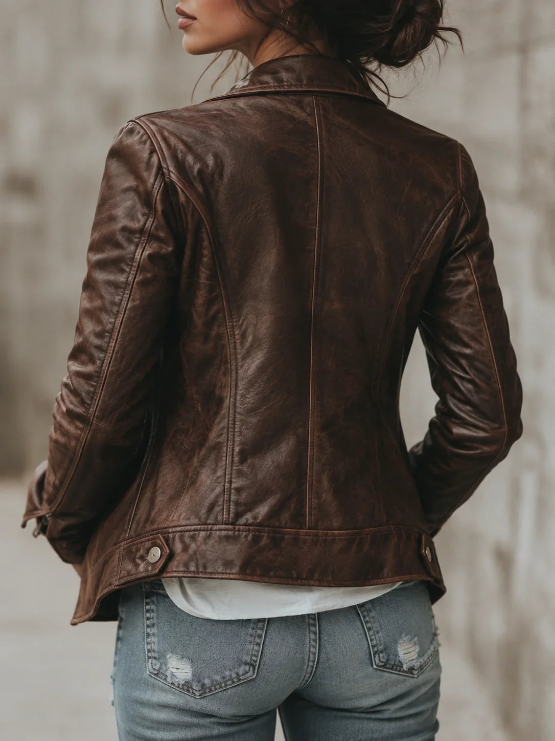 Women's Lapel Vintage Faux Leather Jacket