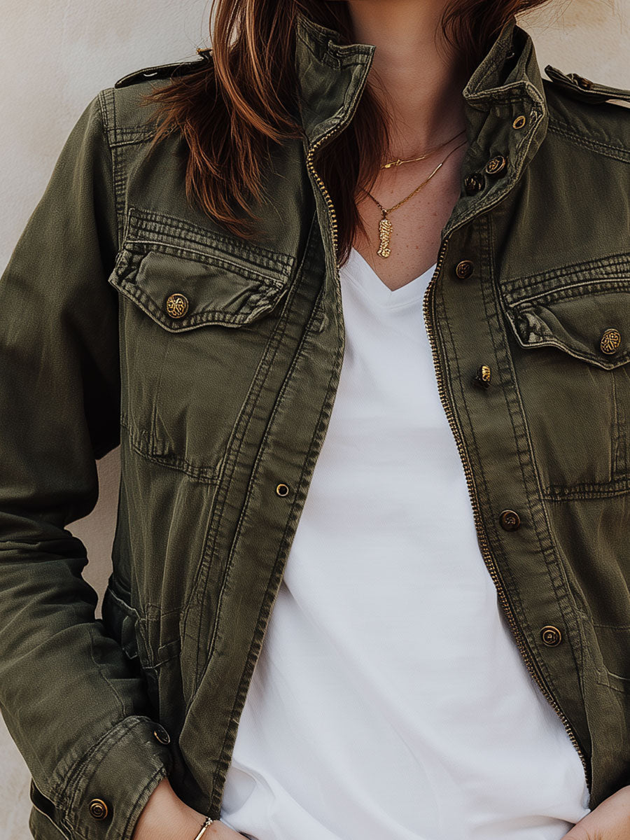 Vintage Washed Cargo Pocket Jacket